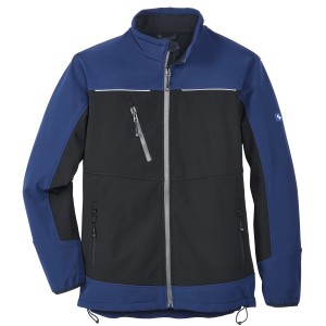 Scheibler Softshelljacke Active in Schwarz-Marine, Arbeitskleidung mit Reißverschluss und Taschen.