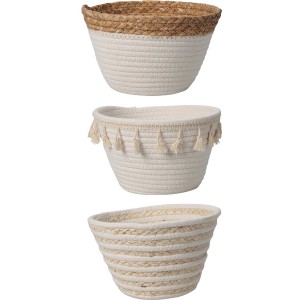 3-fach sortierter Aufbewahrungskorb, Ø 22cm, Naturtöne, verschiedene Designs.