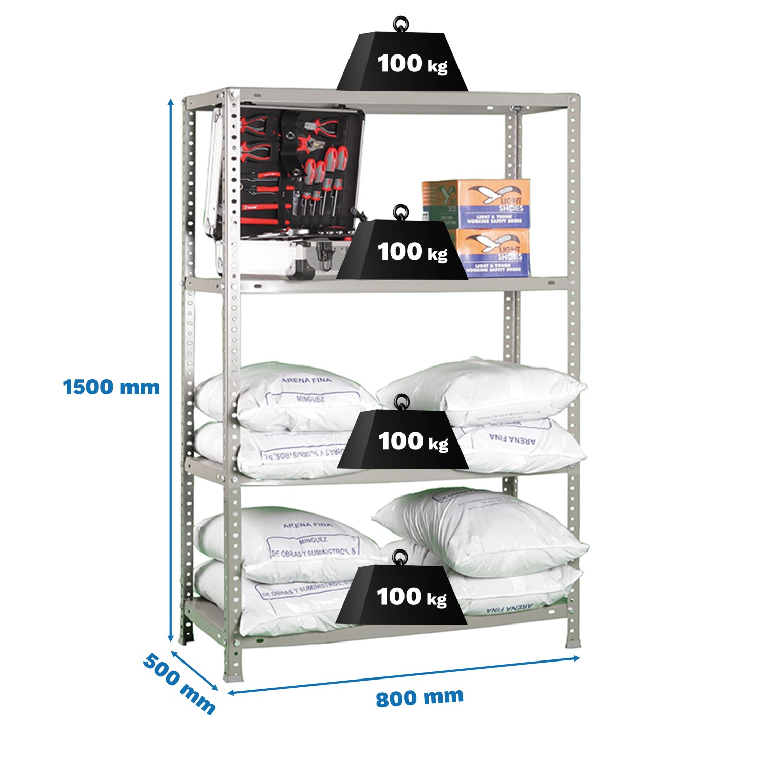 Étagère à Vis Panda Mid PROREGAL - 150x100x40cm - Charge 75kg Par Niveau - Rayonnage Métal Galvanisé