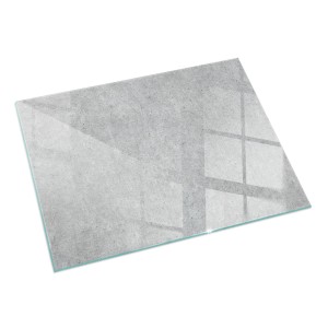 Tulup Glasplatte für Kamin Rohbetonstruktur Glasbodenplatte für Kaminöfen Rechteck 60x40 cm Grau Glasplatte für Kamin Glas unter Kamin