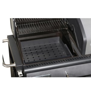 Detailansicht des Gas- & Holzkohle-Kombigrills Hudsonville mit höhenverstellbarer Kohleebene.