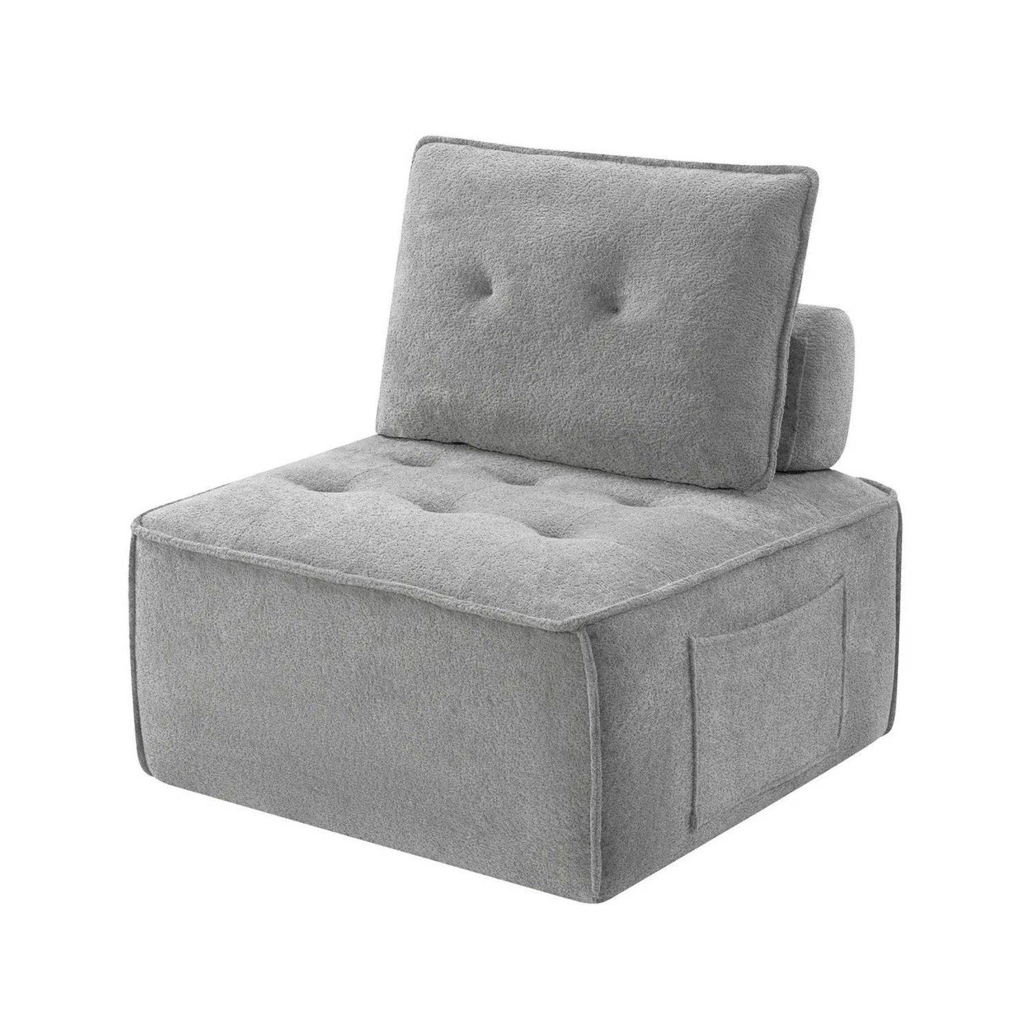 GLP Sofamodul Teddyfleece 84x84 cm Bodensofa ohne Montage Hellgrau