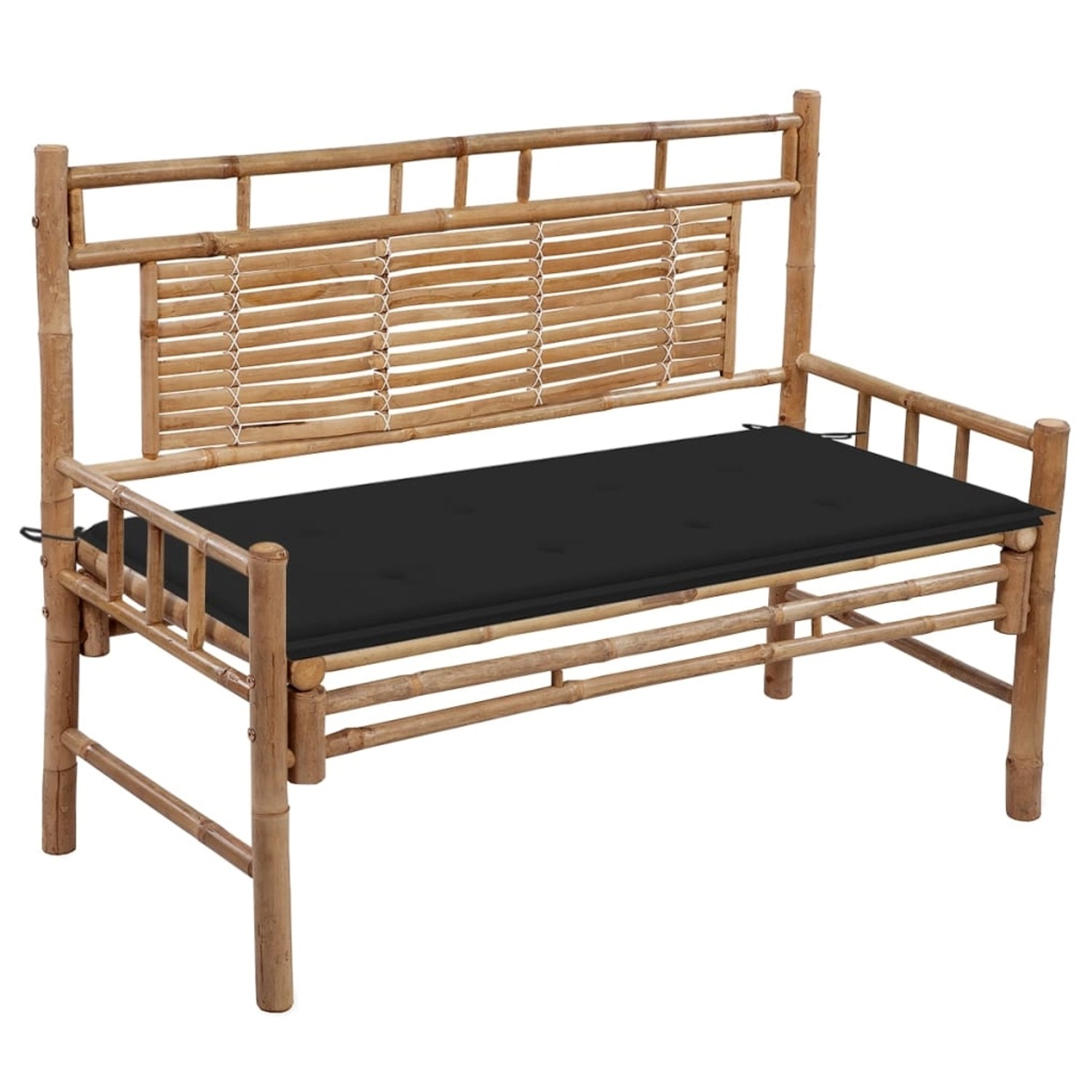 furnicato Gartenbank mit Auflage 120 cm Bambus