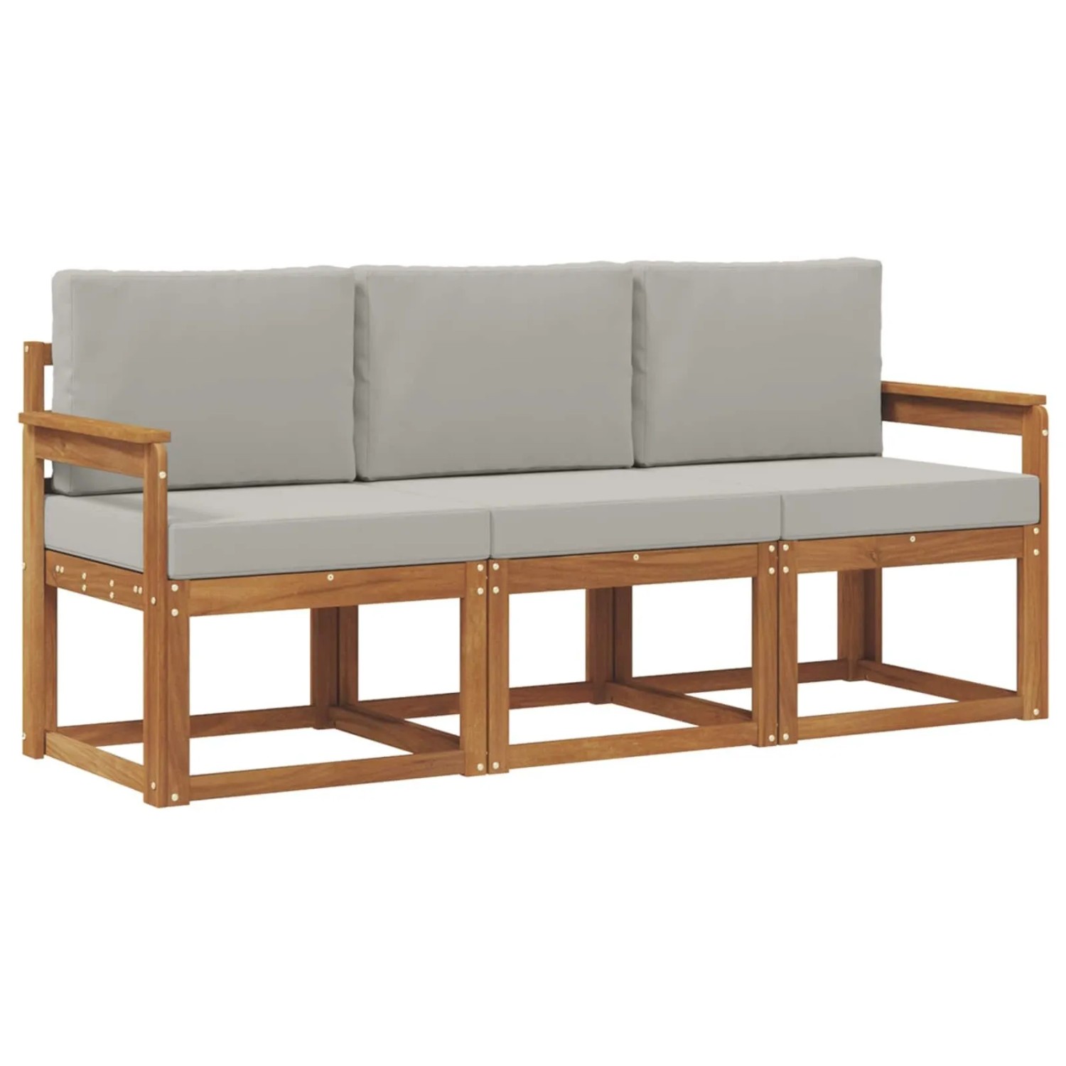 vidaXL Outdoor-Sofagarnitur mit Kissen 3 Stk Natur und Hellgrau 3365929