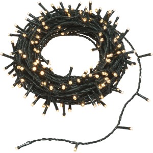 Zweifarbige LED Lichterkette (kalt/warmweiß) mit 240 LEDs, aufgerollt, für Innen- und Außenbereich.