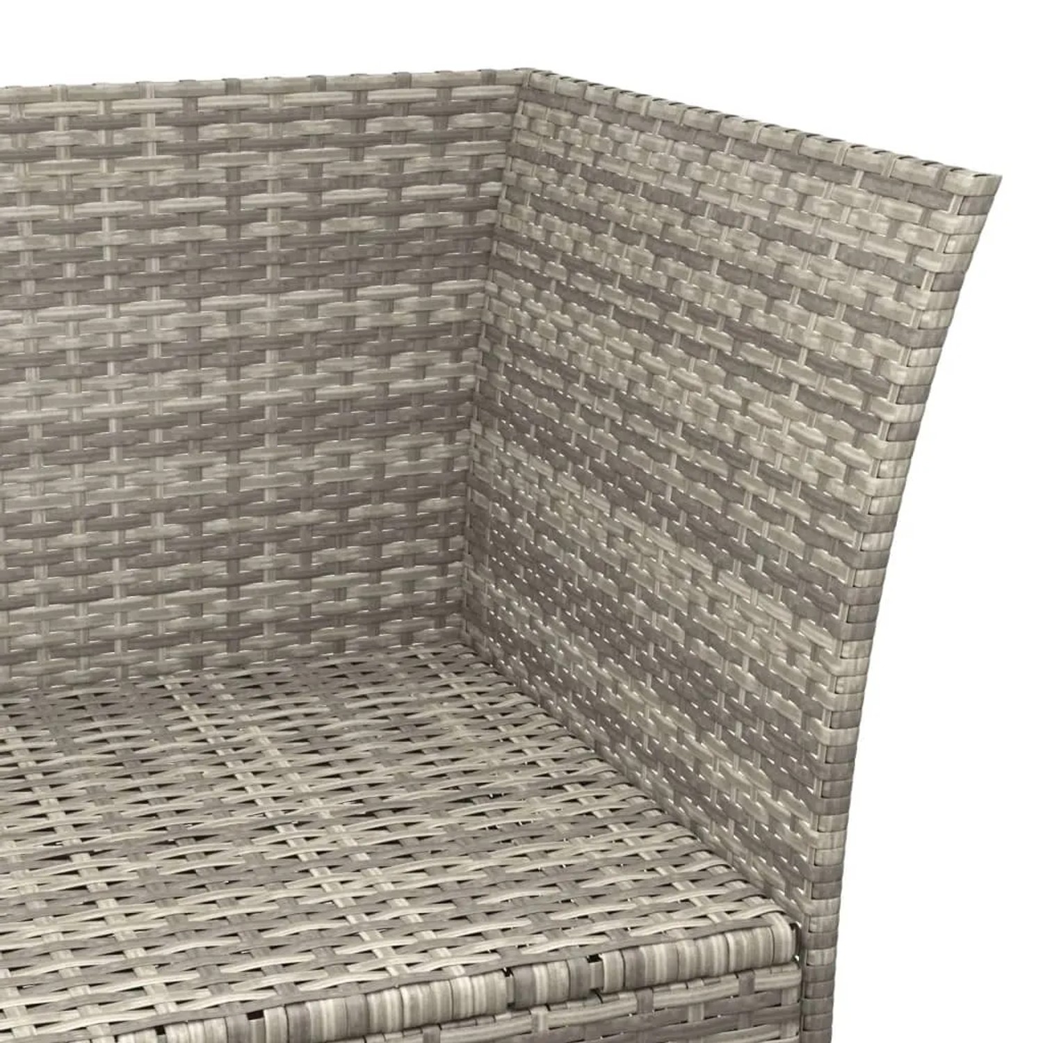 Detailaufnahme: Graues vidaXL Garten Lounge Set aus Rattan, Eckbereich.