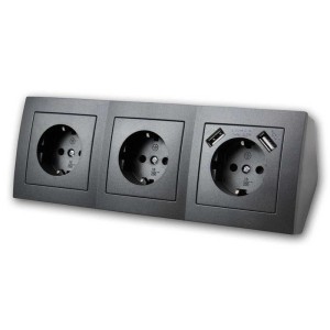 McPower Steckdosenblock Flair 3-Fach 2x USB Anthrazit