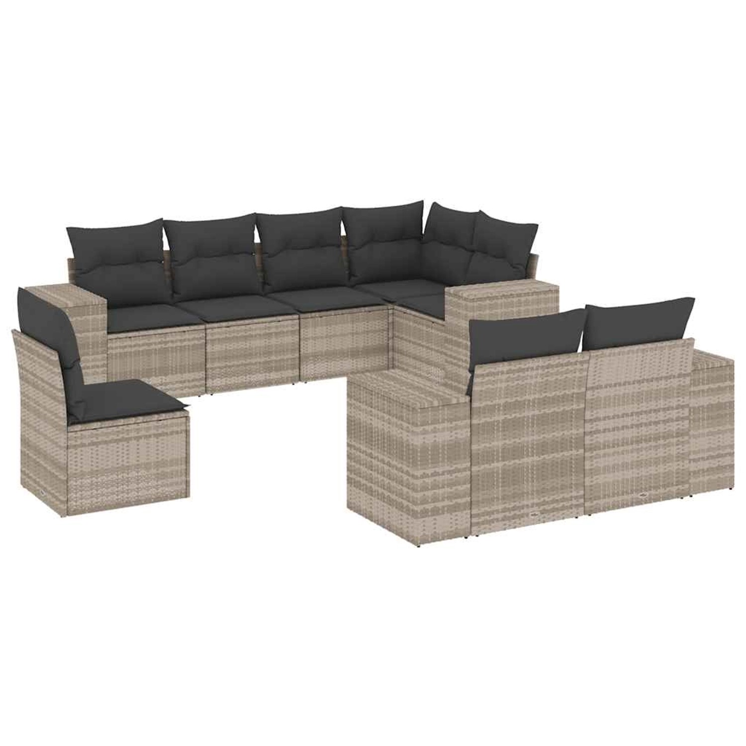 vidaXL 8-Tlg Garten-Sofagarnitur mit Kissen Hellgrau Poly Rattan 3222841 günstig online kaufen