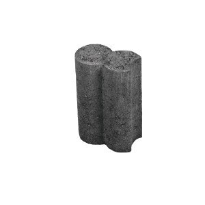 Anthrazitfarbener Rundpalisaden-Randstein (2er-Element) aus Beton, 15x9x6 cm, für Garteneinfassungen.