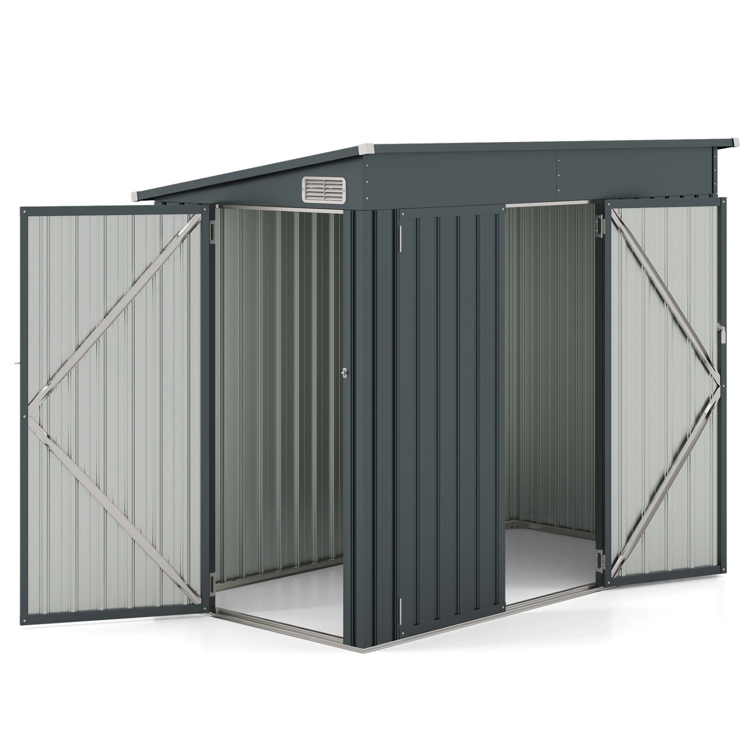 Costway Gartenhaus Metall 235 x 117 x 185 cm Dunkelgrau