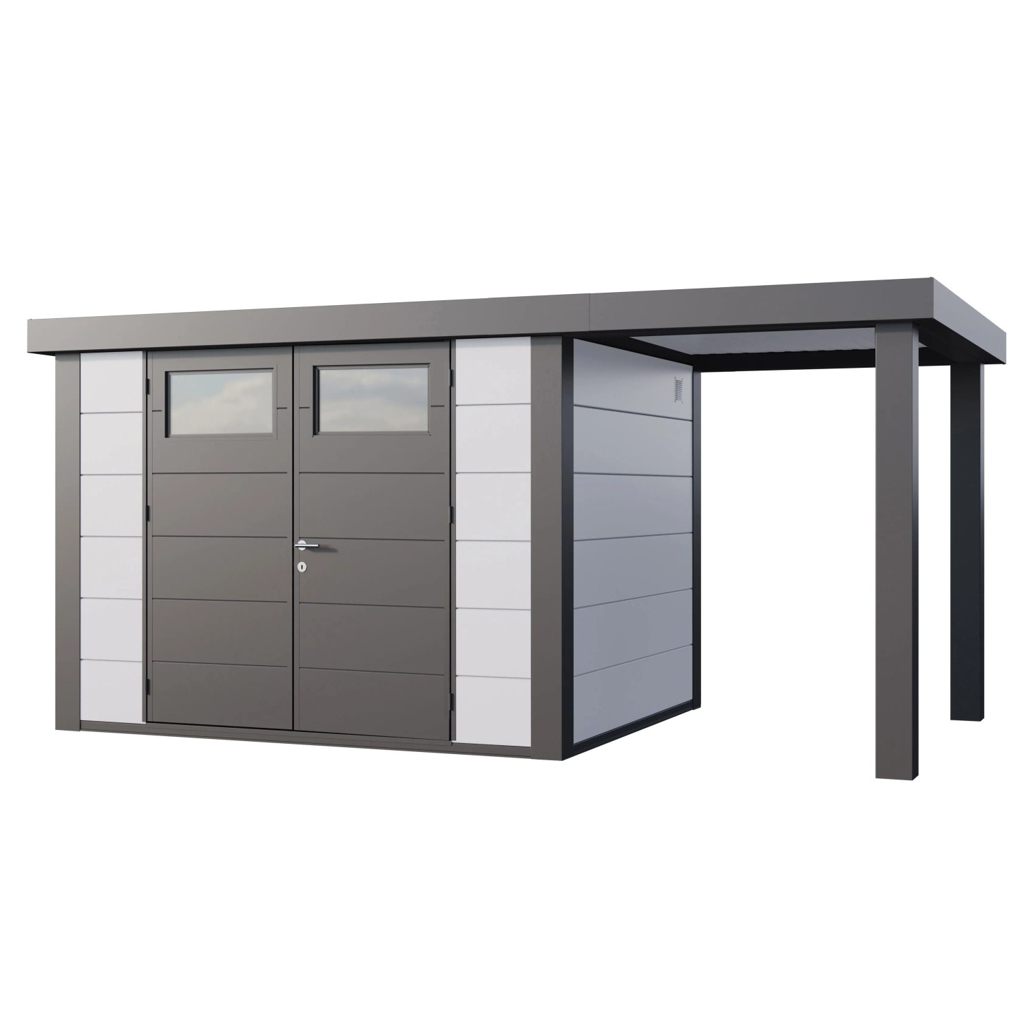 Gerätehaus Classico 3024 mit Offene Lounge S Rechts 466 cm x 238 cm Weiß günstig online kaufen