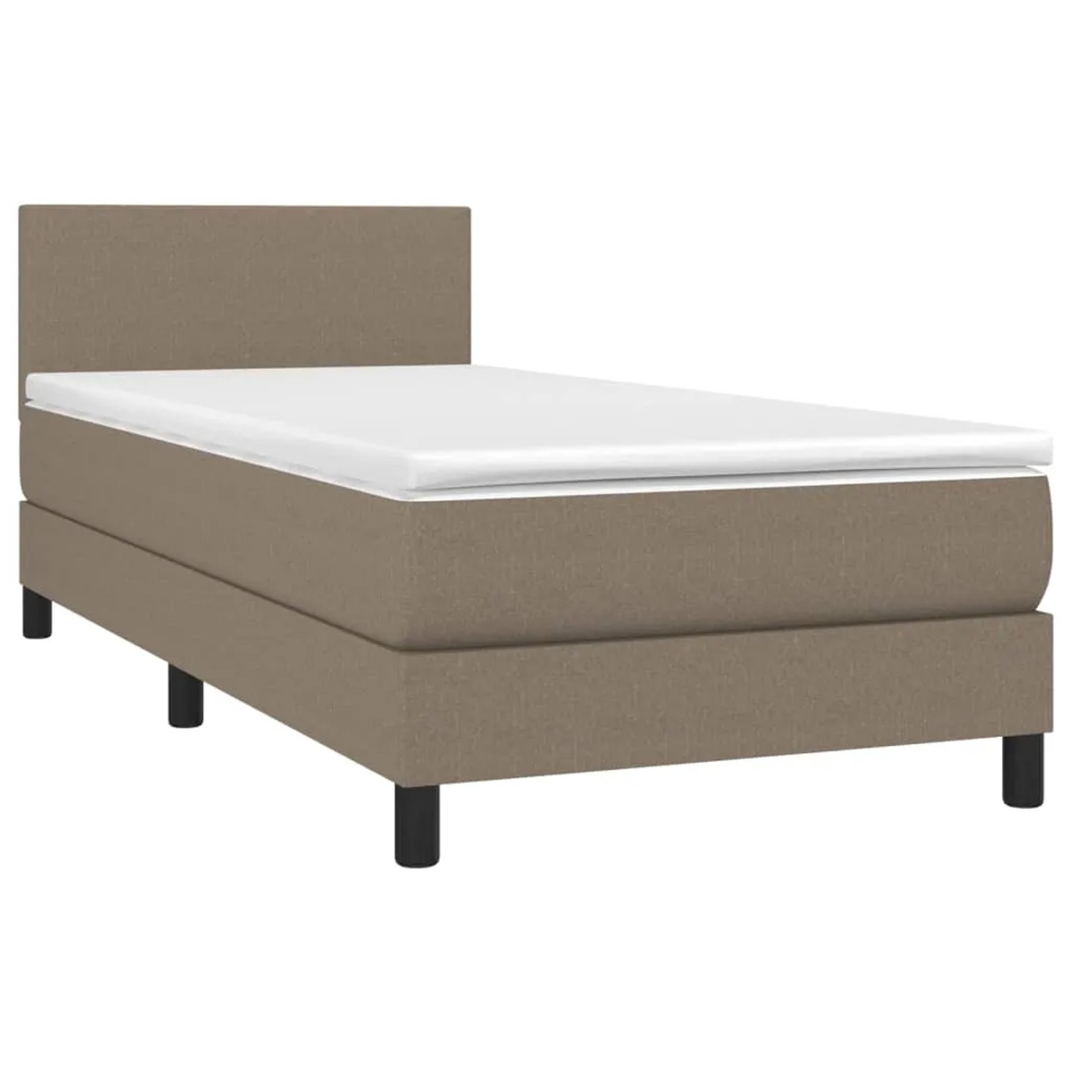 Boxspringbett Taupe 90x190 cm mit Matratze und Kopfteil