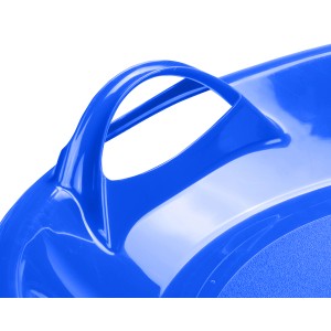 Detailaufnahme: Blauer Ondis24 Tellerschlitten Kamikaze, Griff für sicheren Halt beim Rodeln.