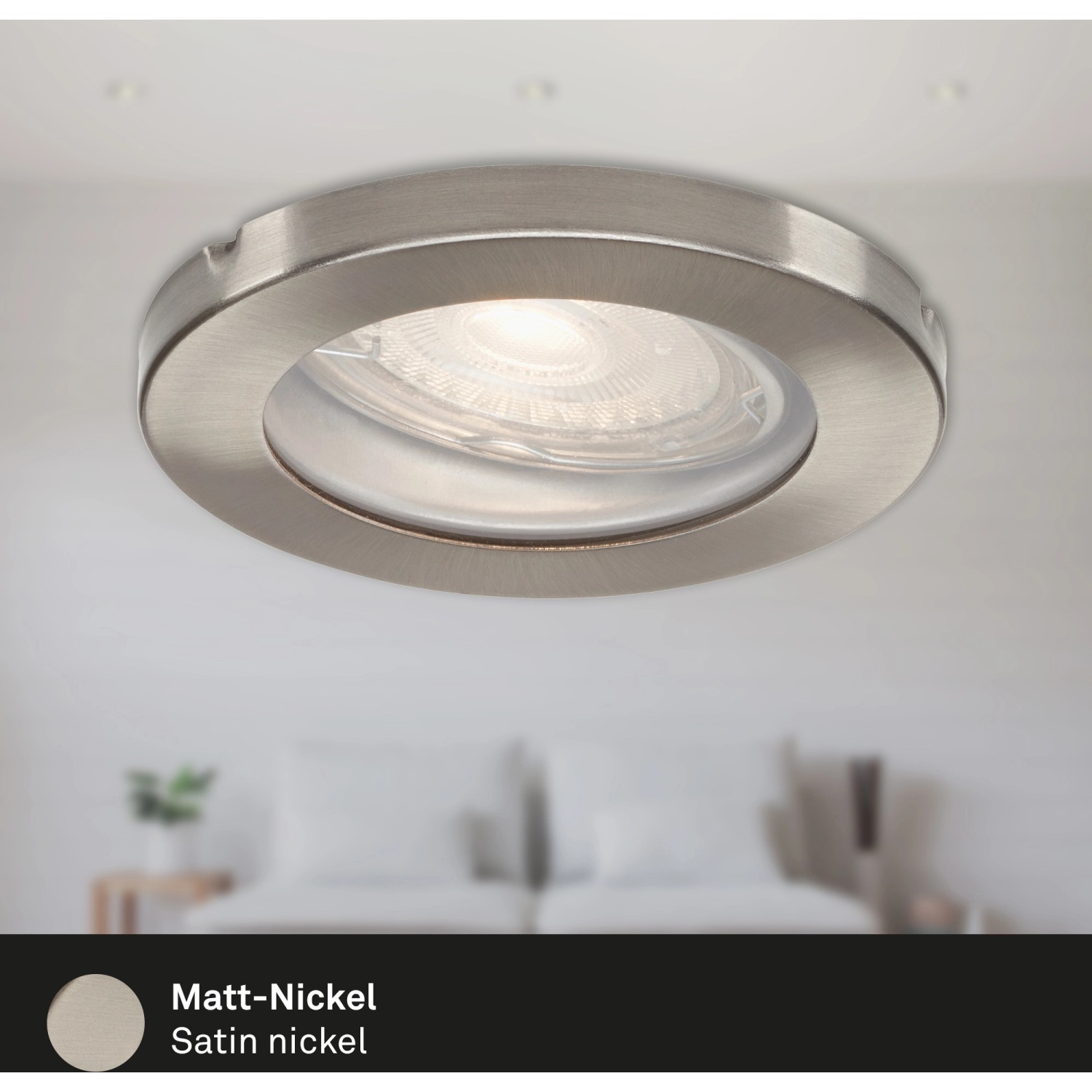 Briloner LED-Einbaustrahler, 3er-Set, Nickel matt, IP65, für Innenräume.