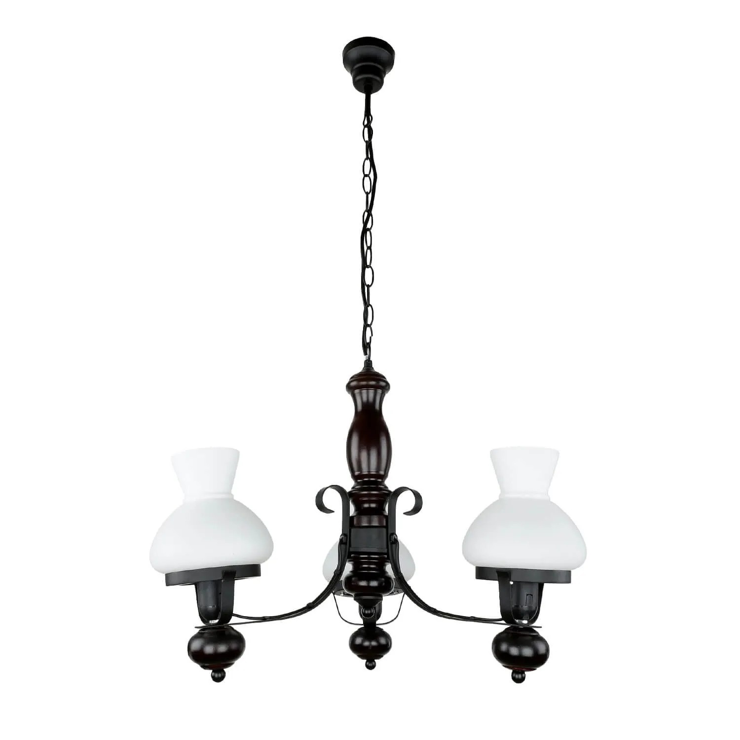 EASYLIGHT Kronleuchter Mit Schirm 50 cm Breit Metall Holz Glas E27 Rustikal günstig online kaufen