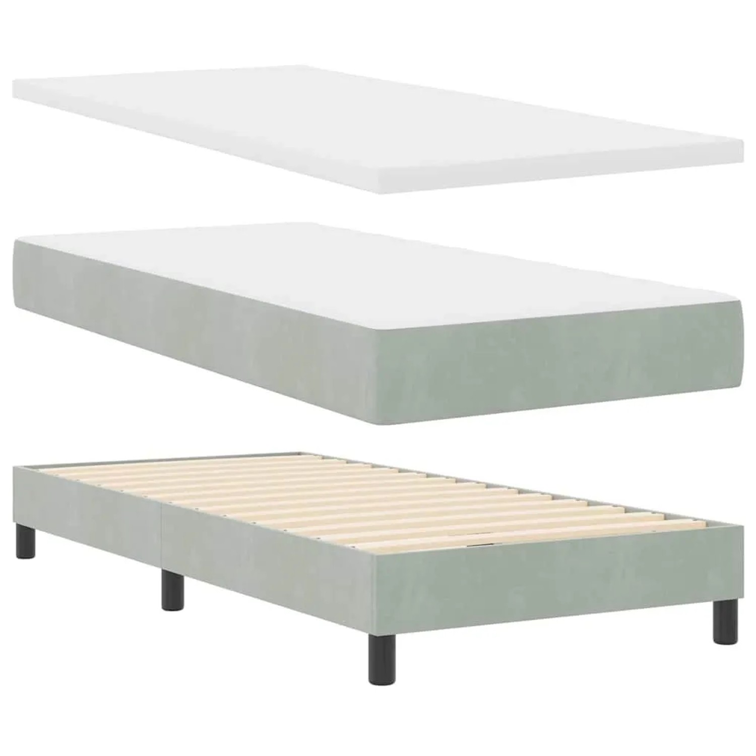 vidaXL Boxspringbett mit Matratze Hellgrau 100 x 200 cm Samt 3340322 günstig online kaufen