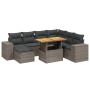 Graue 8-tlg. vidaXL Garten-Sofagarnitur aus Rattan mit Kissen. Gartenmöbel-Set mit Tisch und Polstern.