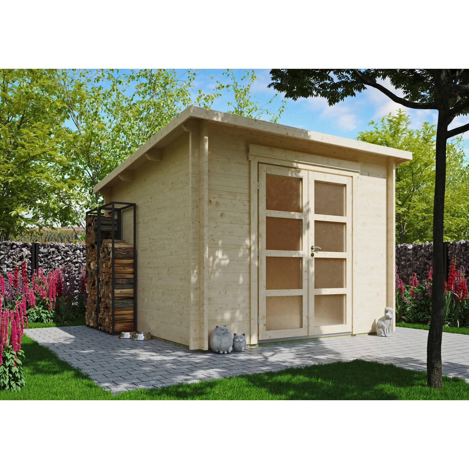 Fjordholz Gartenhaus Modell Max 44 F Naturbelassen Vollholztür