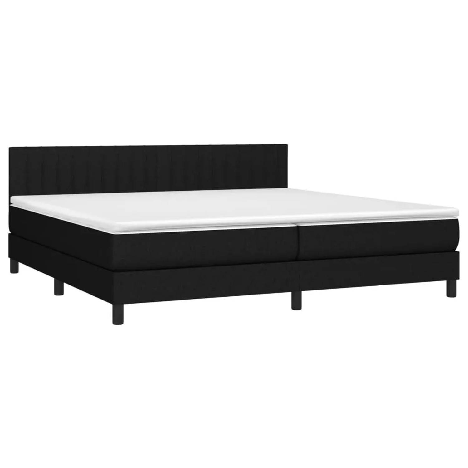 Schwarzes vidaXL Boxspringbett 200x200 cm mit Matratze und Kopfteil.