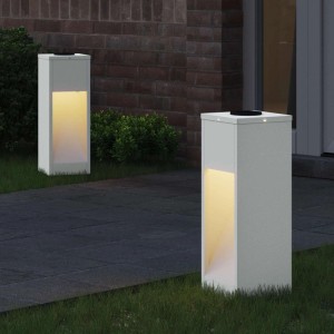 vidaXL Solar LED Wegeleuchte 2 Stk Weiß Kalt Gewalzter Stahl 879710