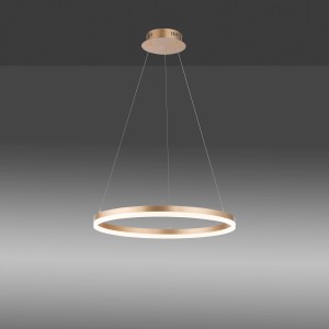 Moderne, dimmbare LED-Pendelleuchte Titus von Paul Neuhaus, 40 cm Durchmesser, Messing matt.