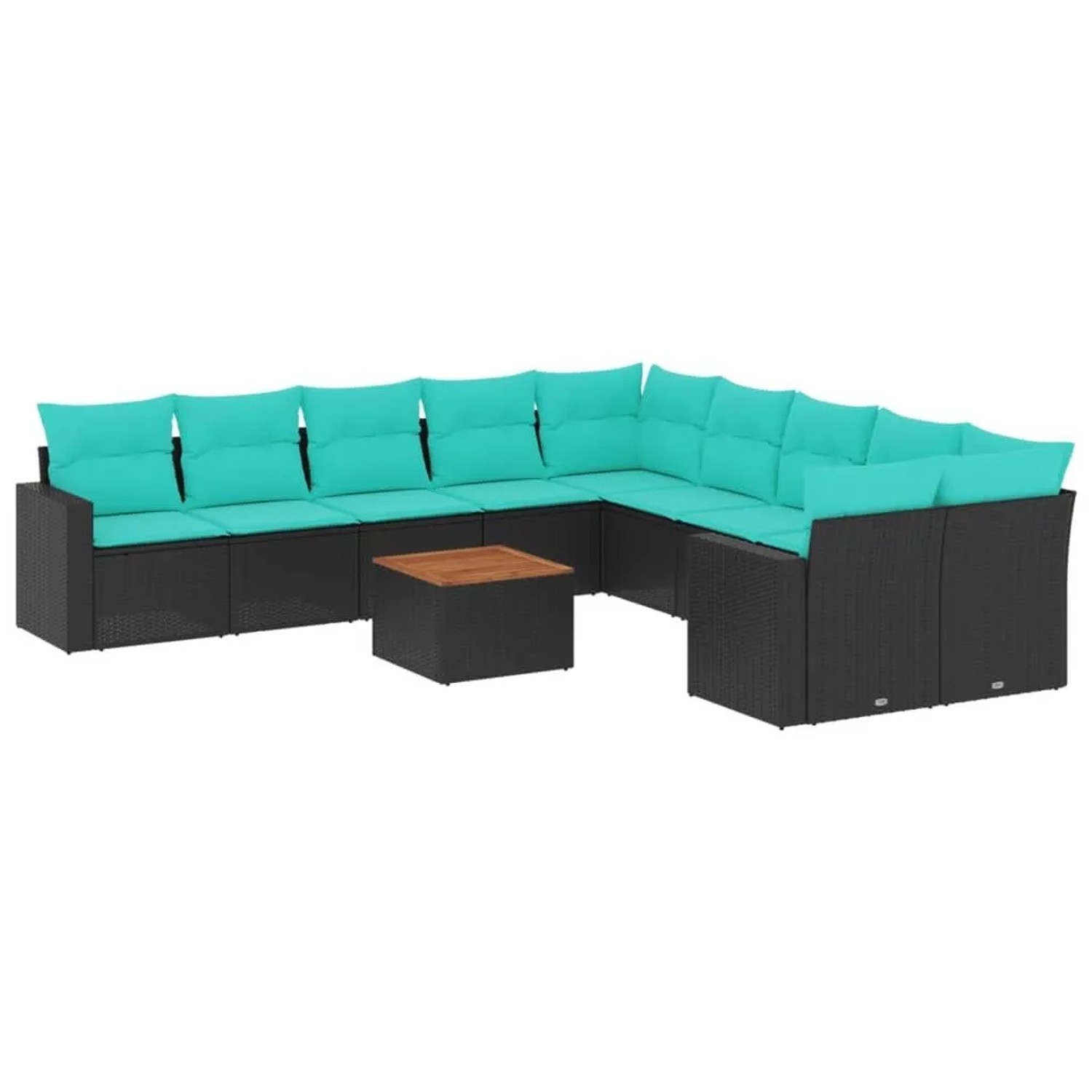 vidaXL 11-Tlg Garten-Sofagarnitur mit Kissen Schwarz Poly Rattan 3256645