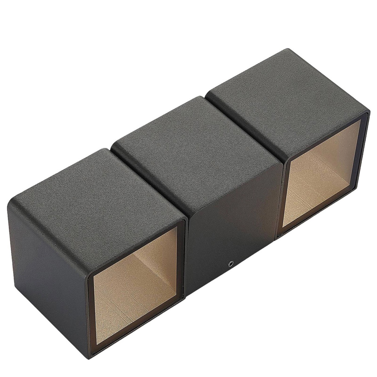 Lindby LED Wandleuchte Außen Niclas 9932002 Spritzwassergeschützt Modern in Schwarz aus Aluminium 2-flammig