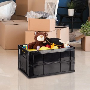 Relaxdays Klappbox Polypropylen Schwarz Stabil Stapelbar 31,5 cm x 58,5 cm x 40 cm