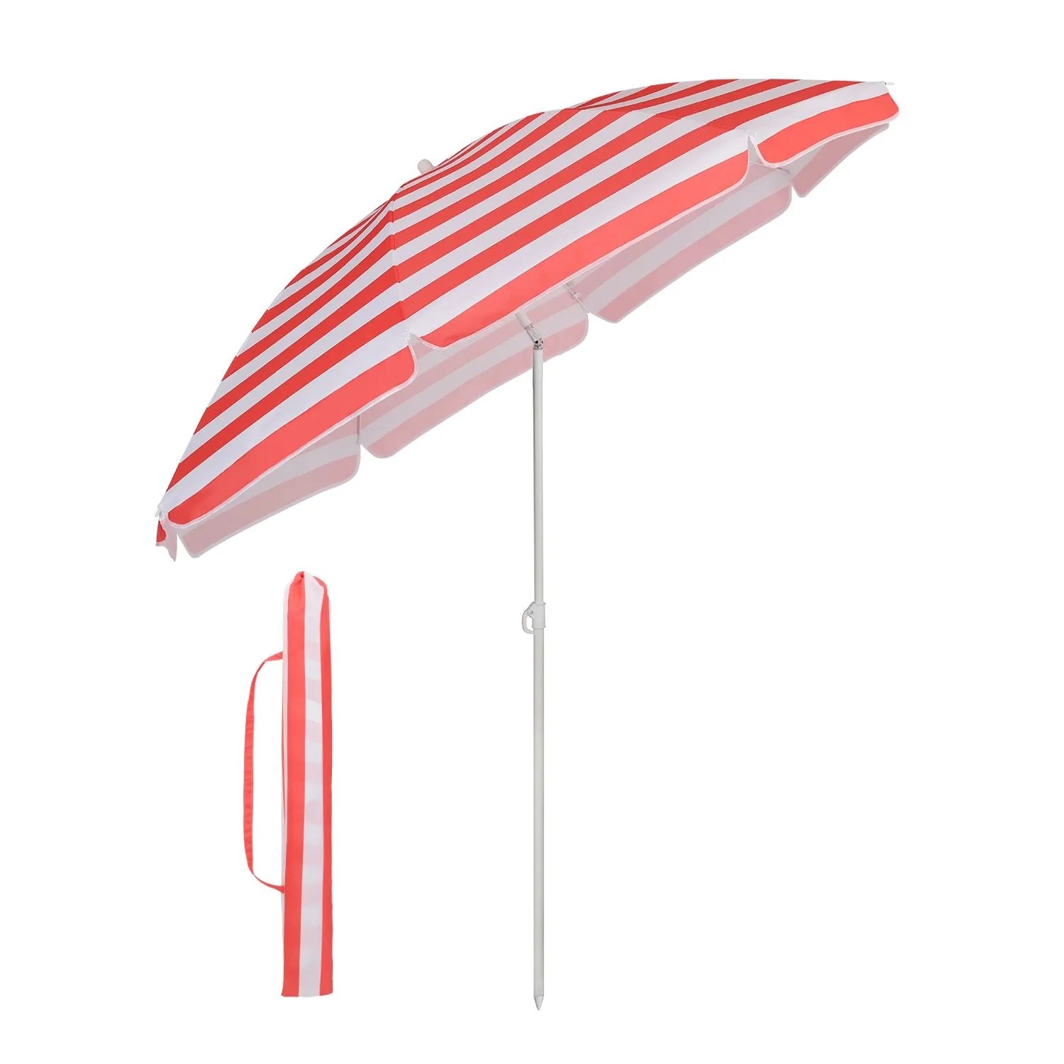 Sekey Sonnenschirm mit Schutzhülle Rund 160 cm Knickbar Gartenschirm Marktschirm Strandschirm Balkon Terasse Garten Sonnenschutz UPF50+