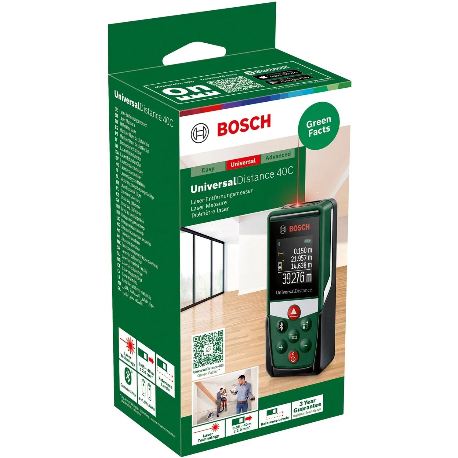 Bosch Laser-Entfernungsmesser UniversalDistance 40 C im Karton. Messwerkzeug für Distanzen bis 40 m.