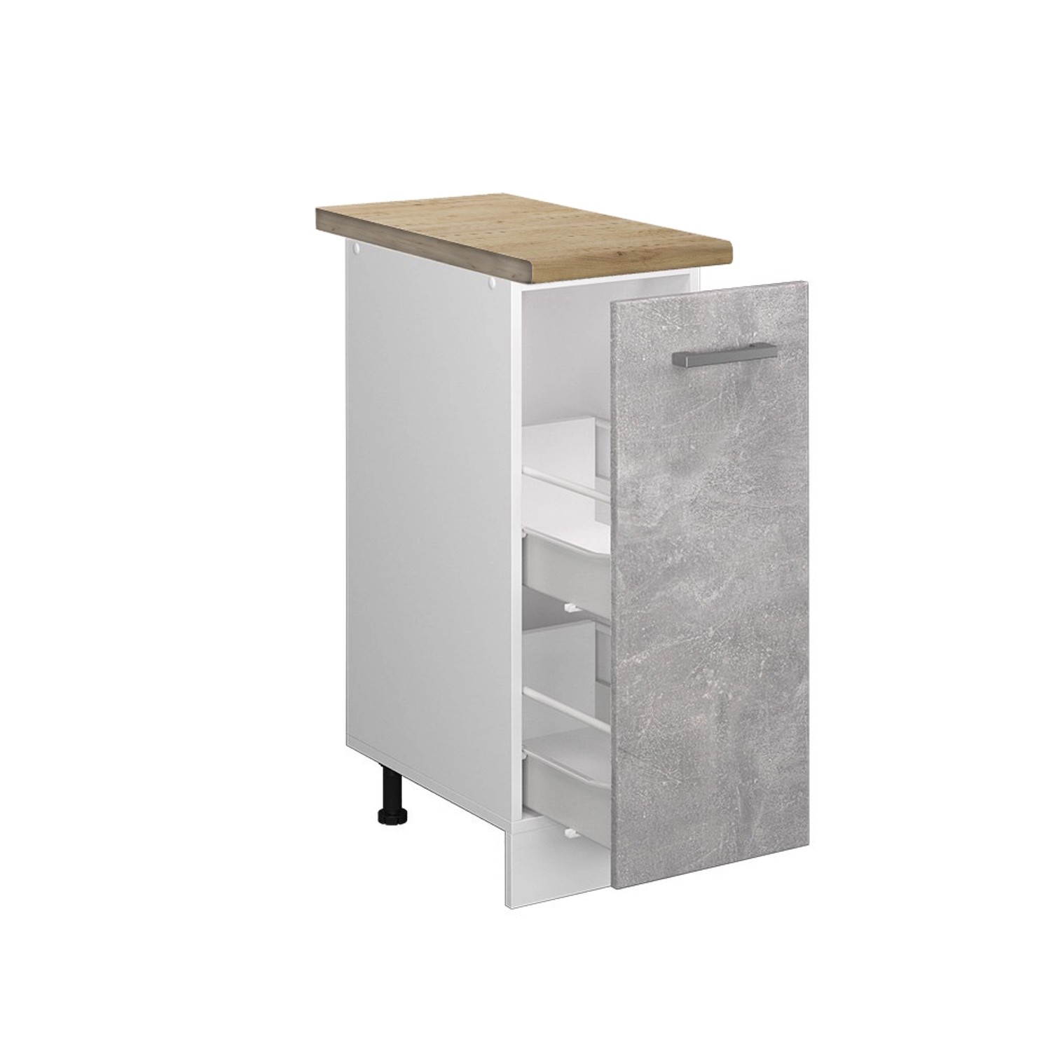 Vicco Apothekerschrank R-Line Medizinschrank für die Küche Beton/Weiß 30 cm AP Eiche