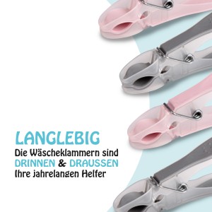 ProHome Wäscheklammern, 40er Pack in Anthrazit und Rosa. Wäscheklammer Set für den Haushalt.