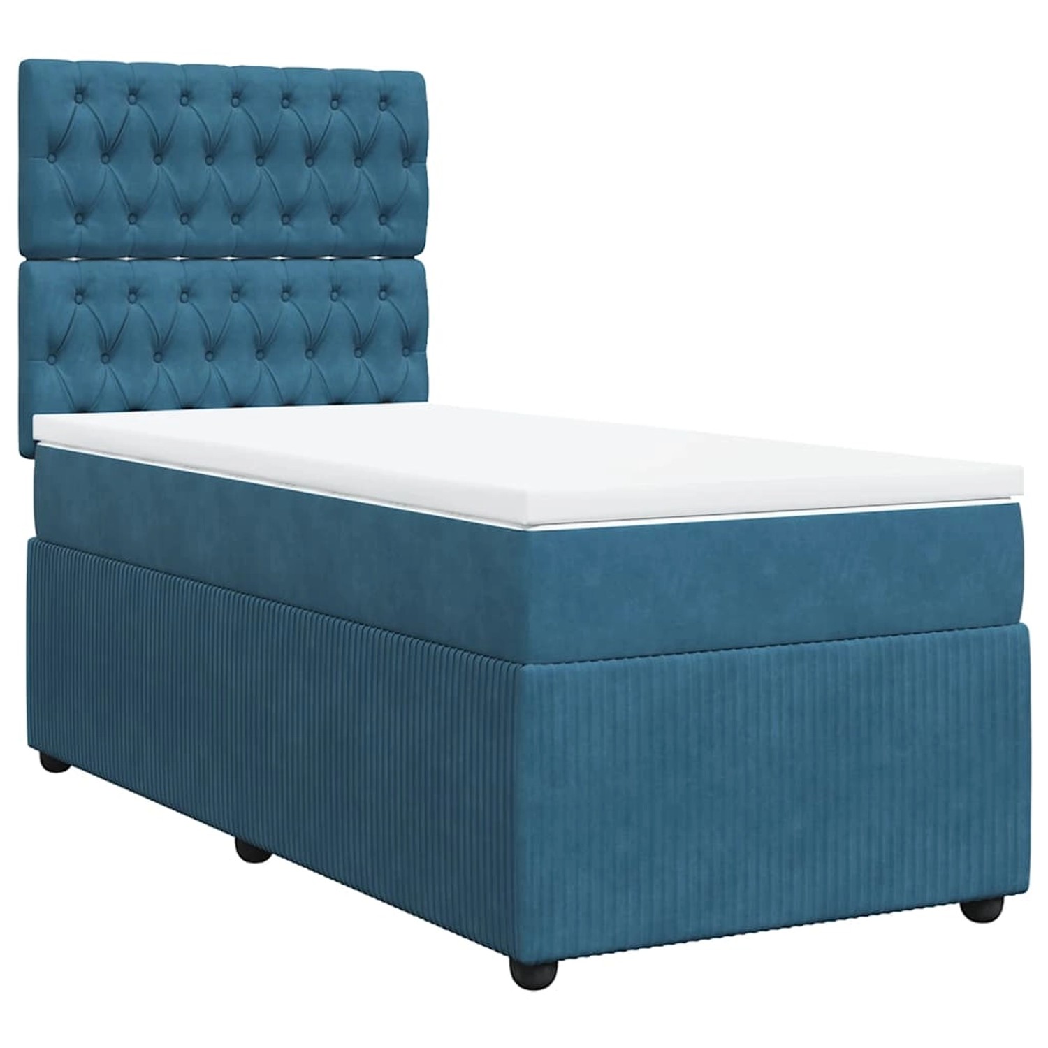 vidaXL Boxspringbett mit Matratze Blau 90x190 cm Samt 3294524 günstig online kaufen
