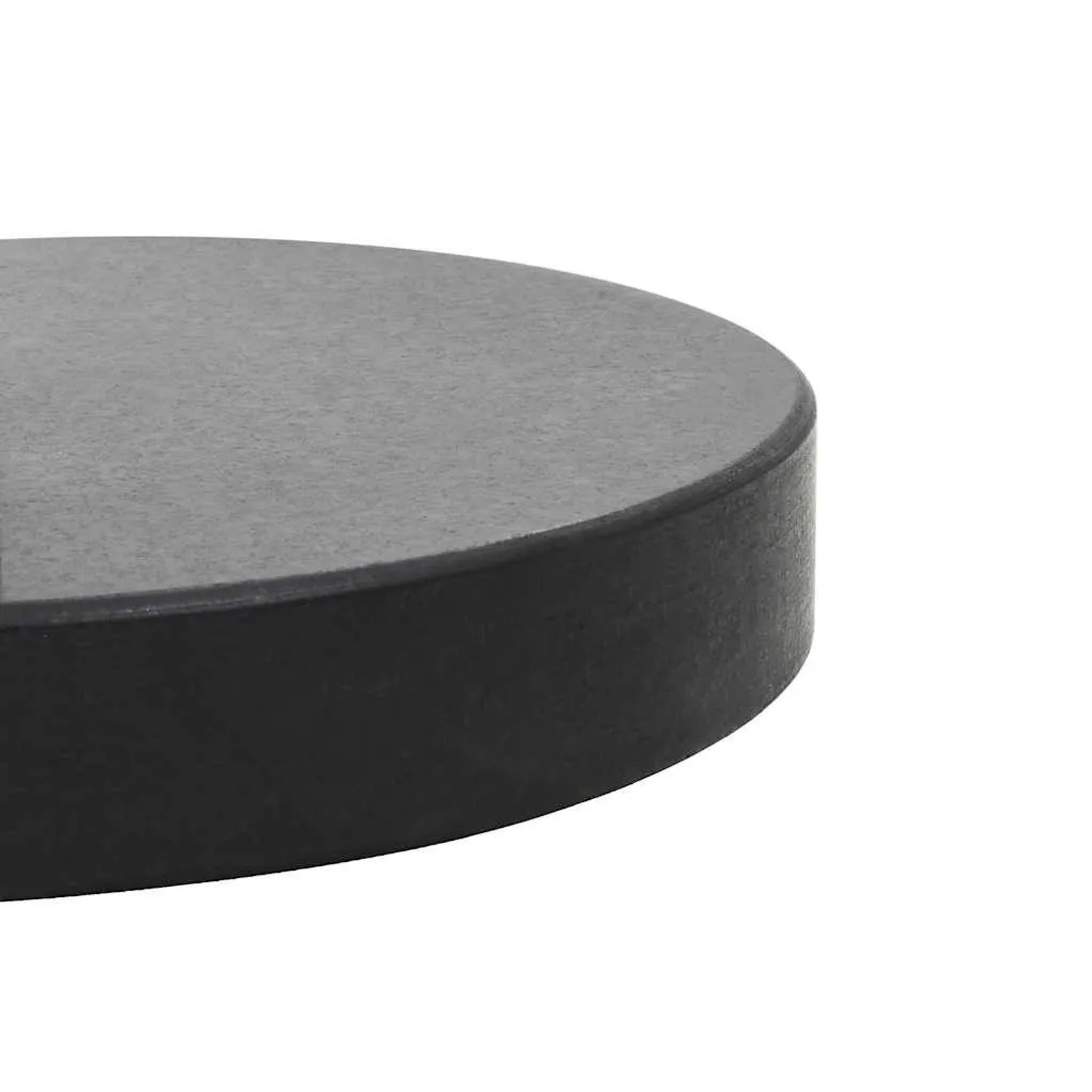 Schwarzer, runder vidaXL Sonnenschirmständer aus Granit, 28,5 kg schwer.