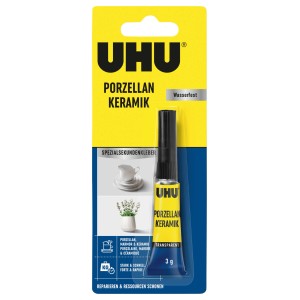 Uhu Porzellan Keramik Spezialsekundenkleber 3g, ideal für schnelle Reparaturen von Keramik und Porzellan.