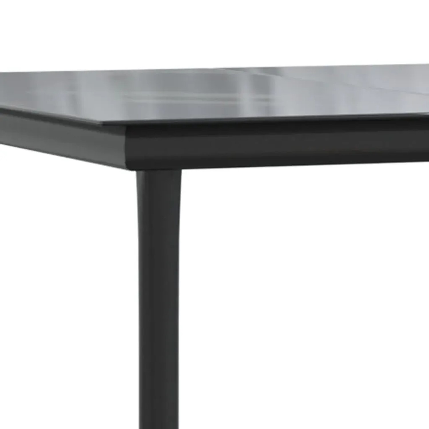 Detailansicht Gartentisch der vidaXL 7-Tlg Essgruppe, schwarzes Gestell, Glasplatte.
