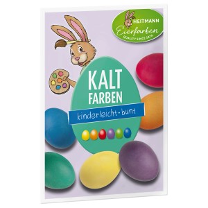 Brauns-Heitmann Eierfarben mit 5 Farben zum Ostereier färben: Rot, Gelb, Violett, Blau und Grün.