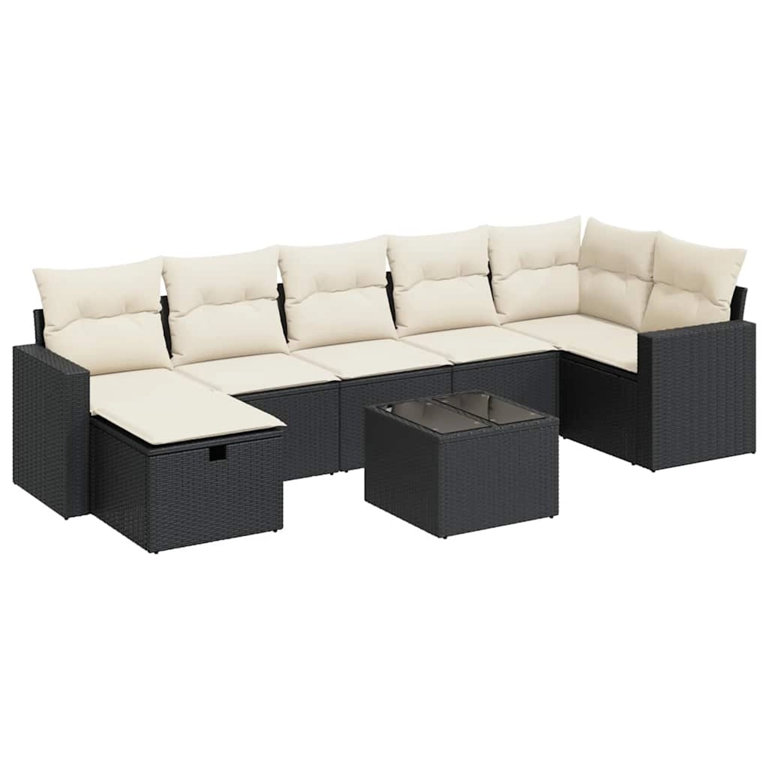 vidaXL 8-Tlg Garten-Sofagarnitur mit Kissen Schwarz Poly Rattan 3325412 günstig online kaufen