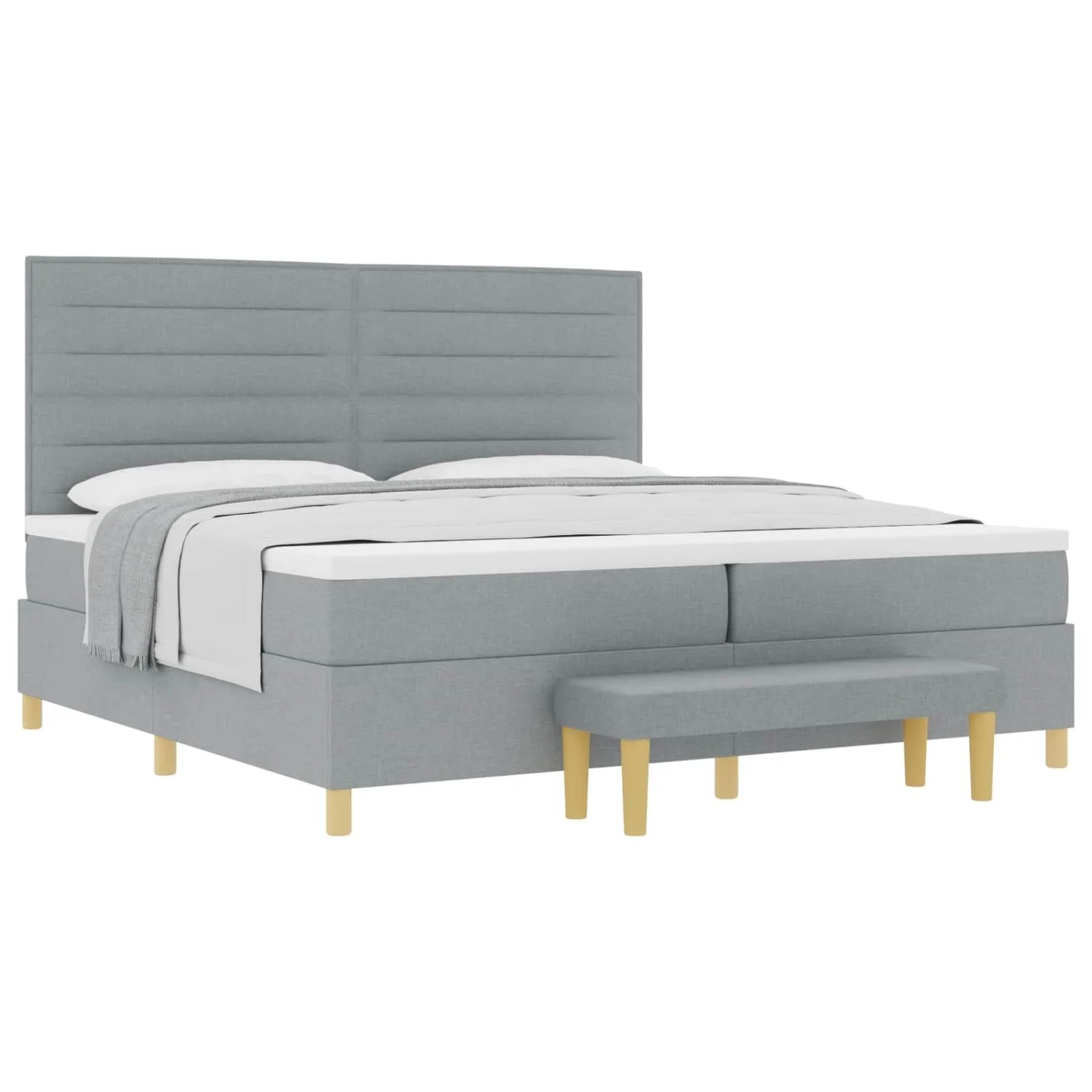 vidaXL Boxspringbett mit Matratze Hellgrau 200 x 200 cm Stoff 3344247 günstig online kaufen