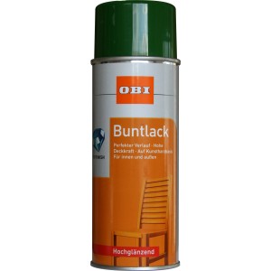 OBI Buntlack Spray, Laubgrün, hochglänzend, 400ml Dose.
