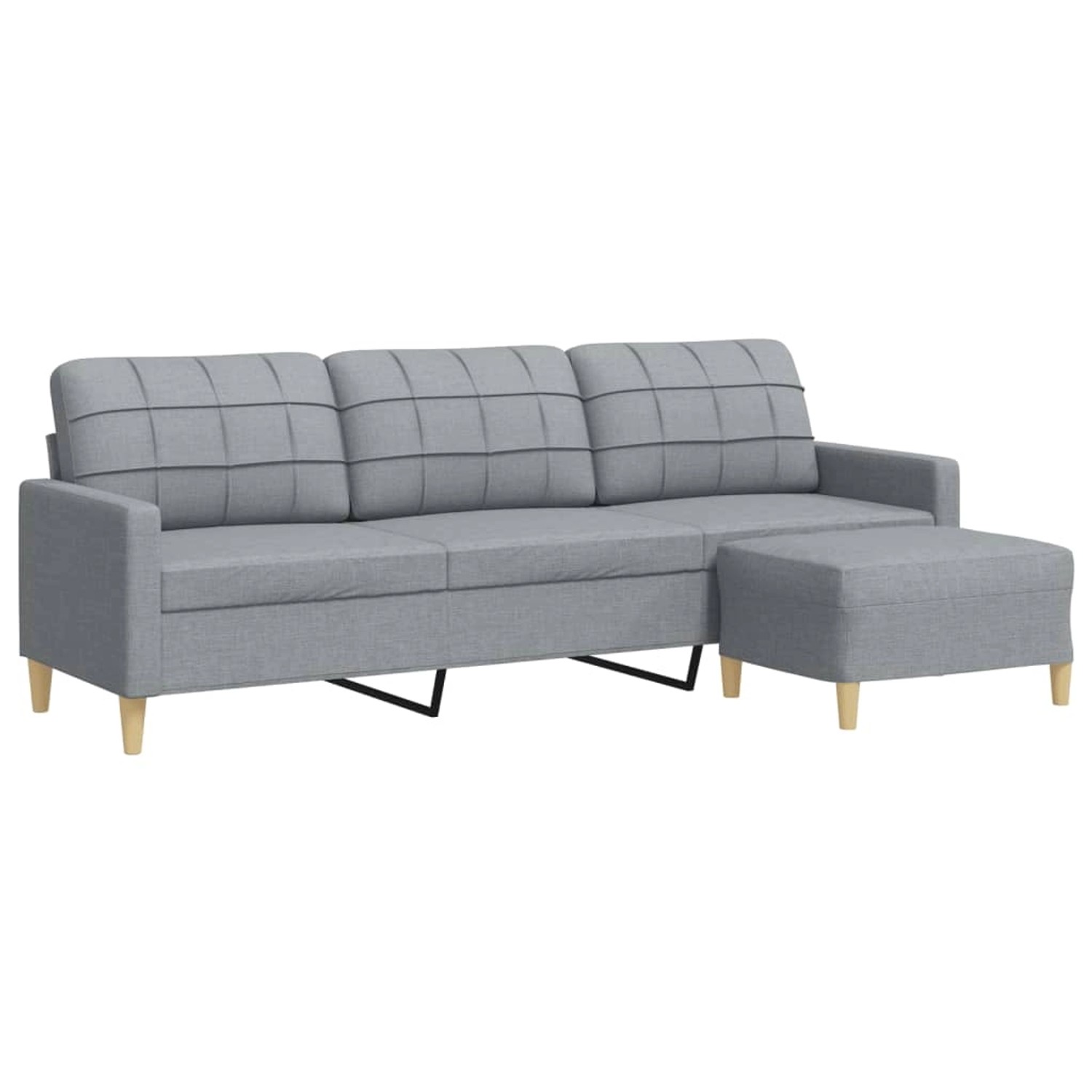 vidaXL 3-Sitzer-Sofa mit Hocker Hellgrau 210 cm Stoff 2158376 günstig online kaufen