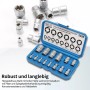 14-teiliges CCLIFE Torx Nuss Set E4-E24 aus Chrom-Vanadiumstahl mit 1/4, 3/8, 1/2 Zoll Antrieb in blauer Box.
