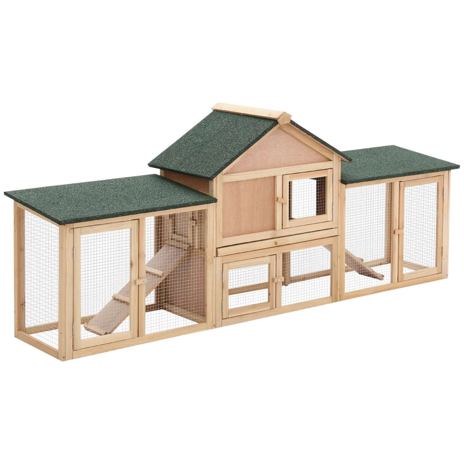 PawHut Hasenstall Tannenholz 210 x 45,5 x 84,5cm Hellbraun
