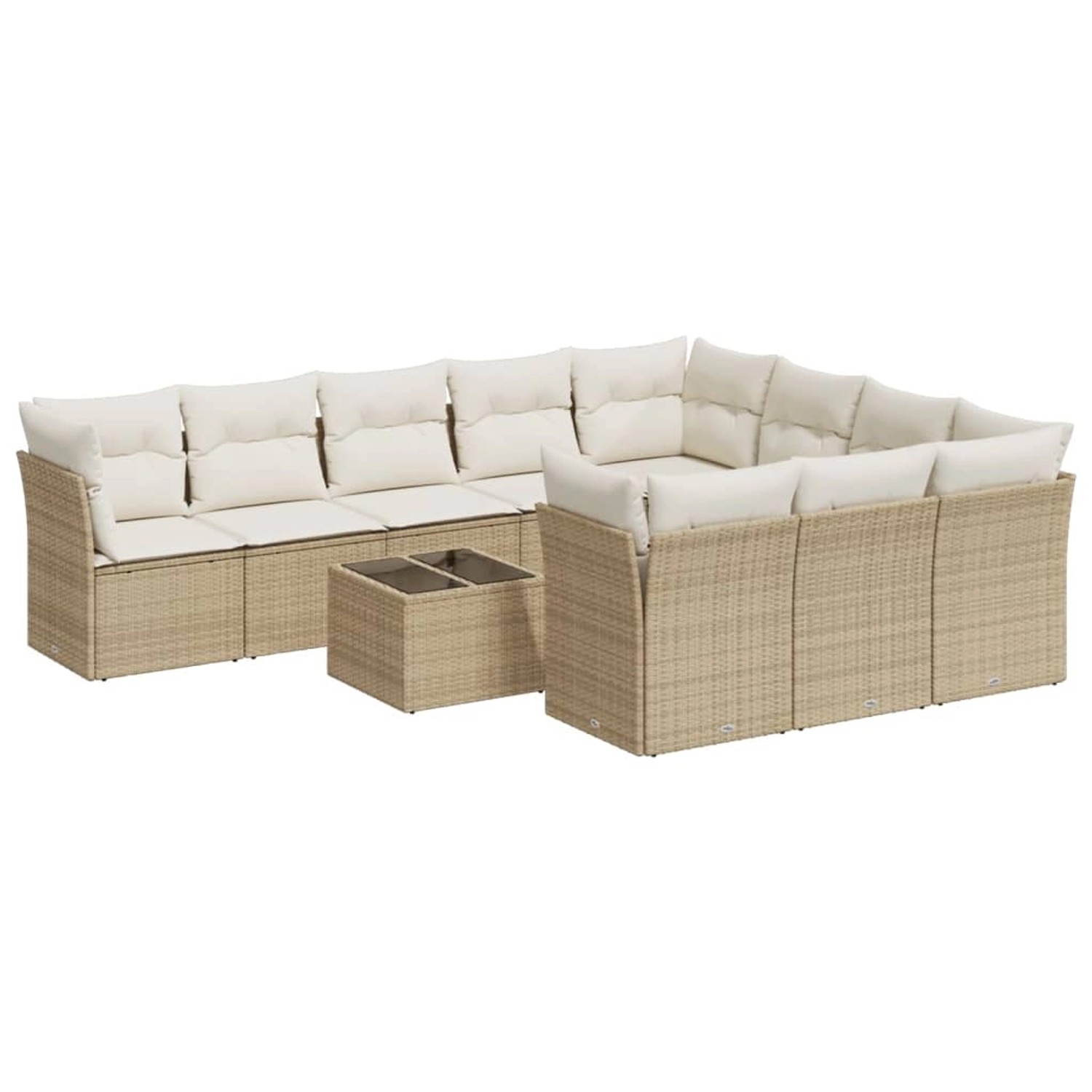 vidaXL 11-Tlg Garten-Sofagarnitur mit Kissen Beige Poly Rattan 3250067 günstig online kaufen