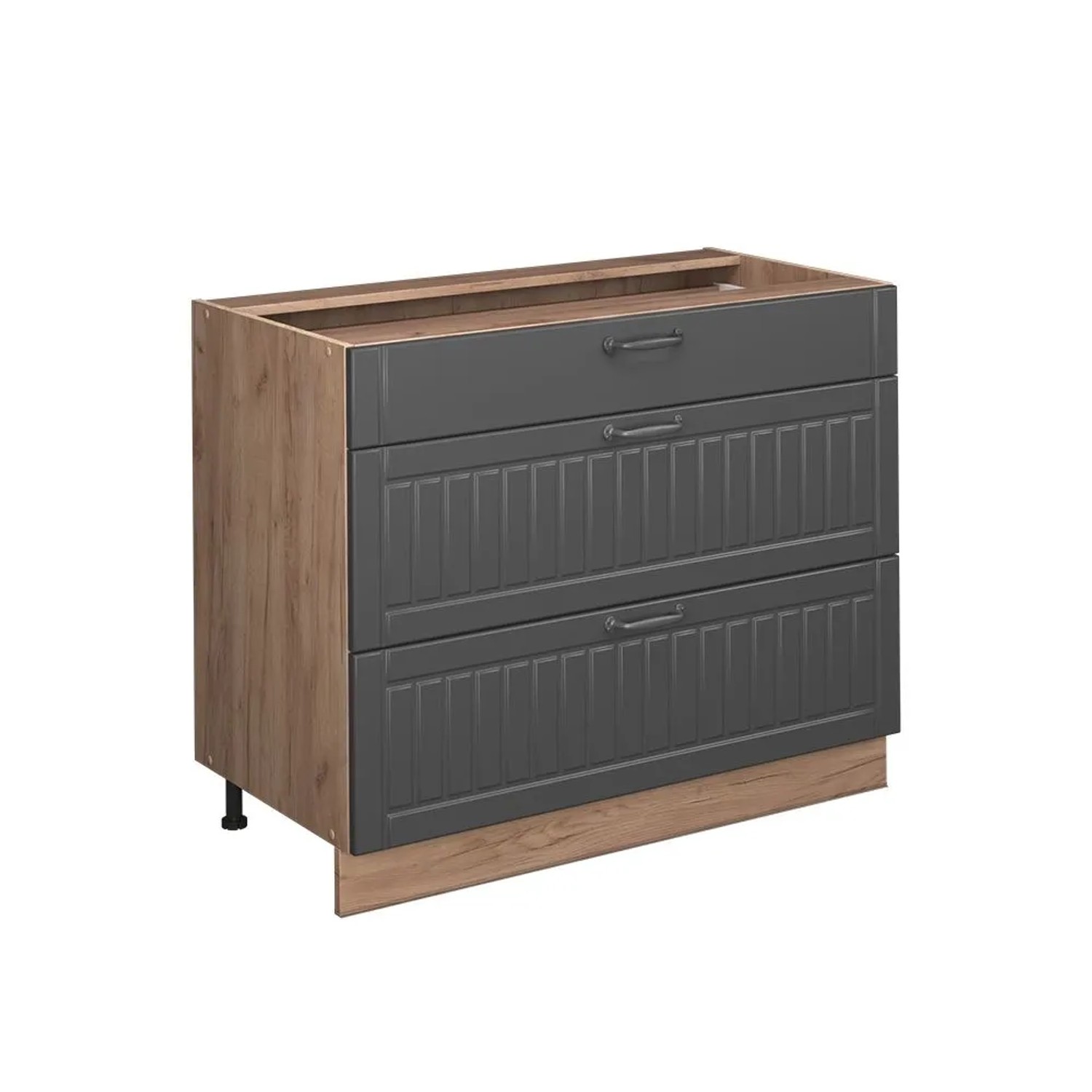 Vicco Küchenunterschrank Fame-Line Dunkelgrau/Goldkraft Eiche 100 x 82 ohne Arbeitsplatte Art Nr 61633