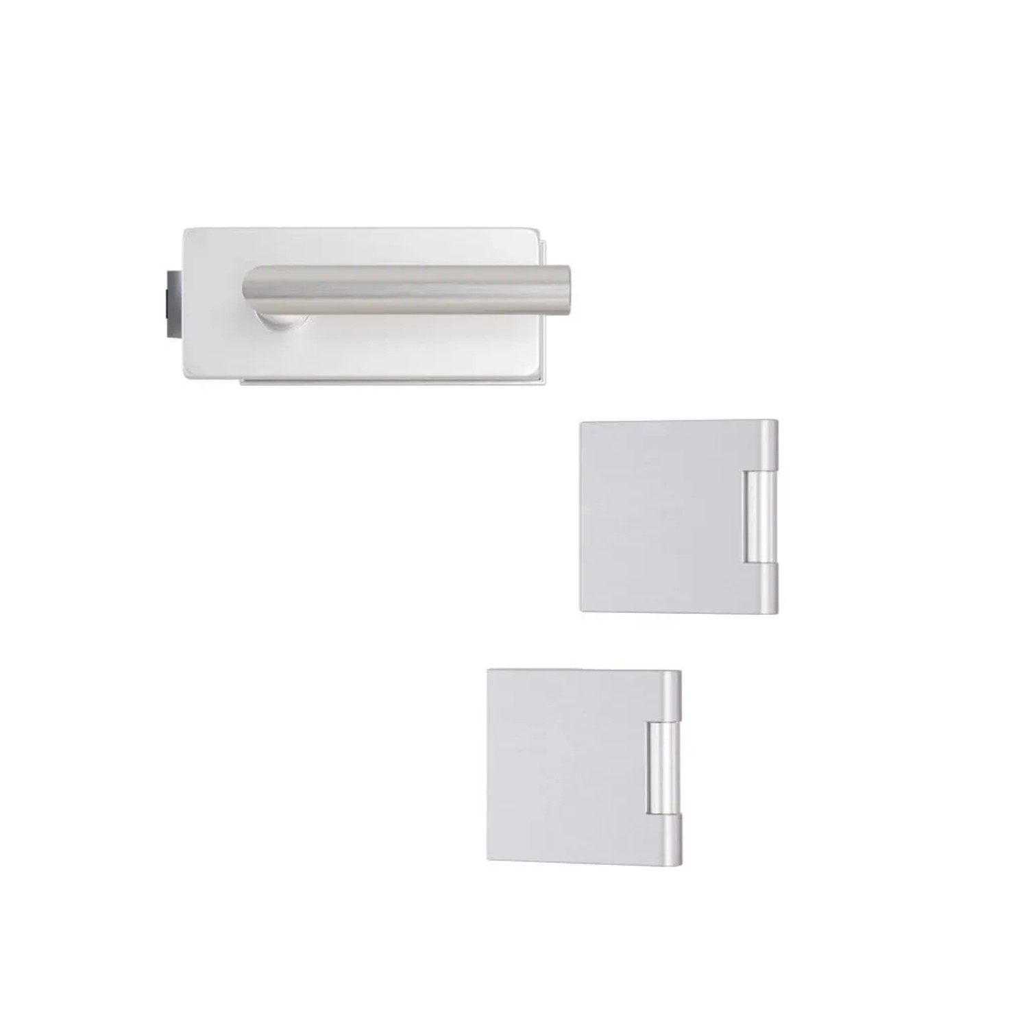 Hansaglas Glastürbeschlag Studio/Office Unverschließbar Eckig Glastür Beschlag-Set Aluminium