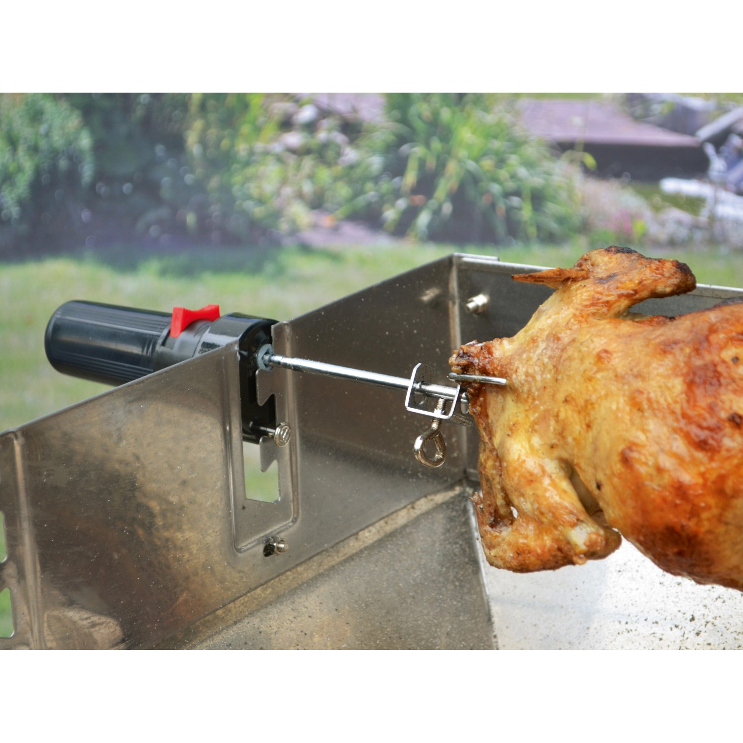 Batteriemotor 1,5 V für Grillspieß mit Grillhähnchen, Grillzubehör für gleichmäßiges Garen.
