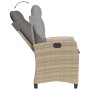 Verstellbarer Gartenstuhl aus Rattan mit Kissen, Teil der 5-tlg. Essgruppe.