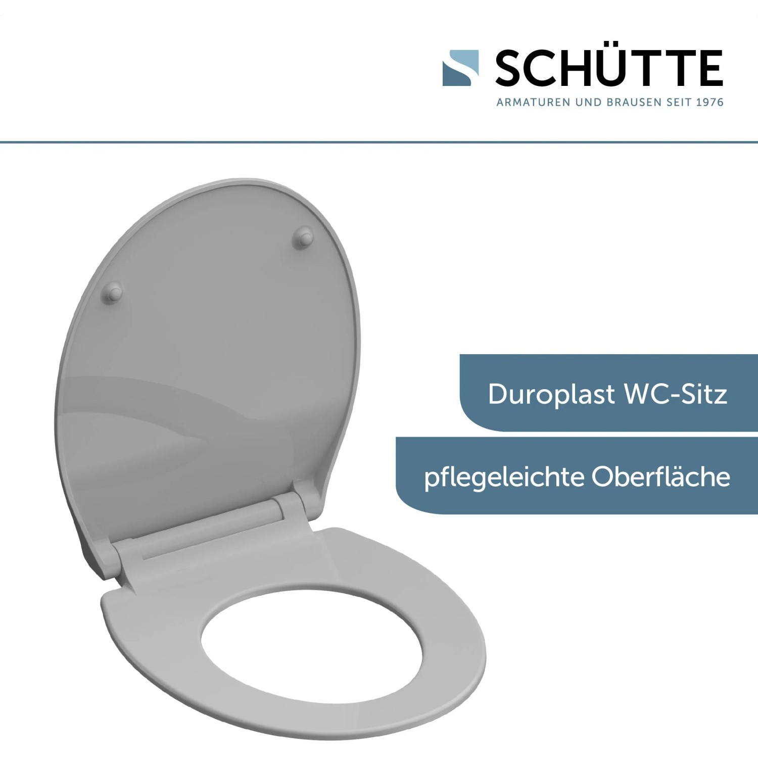 Schütte WC-Sitz Slim Grey aus Duroplast mit Absenkautomatik und Schnellverschluss.