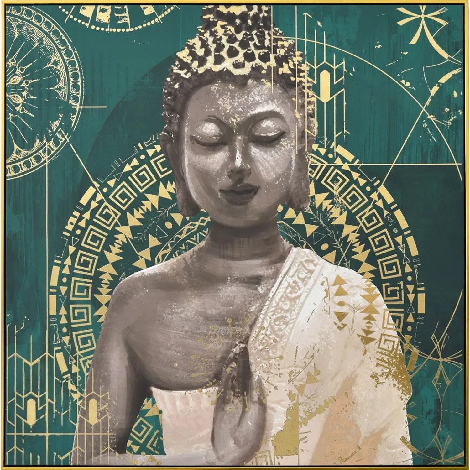 Art Universe Leinwandbild Meditierender Buddha 102 x 102 cm